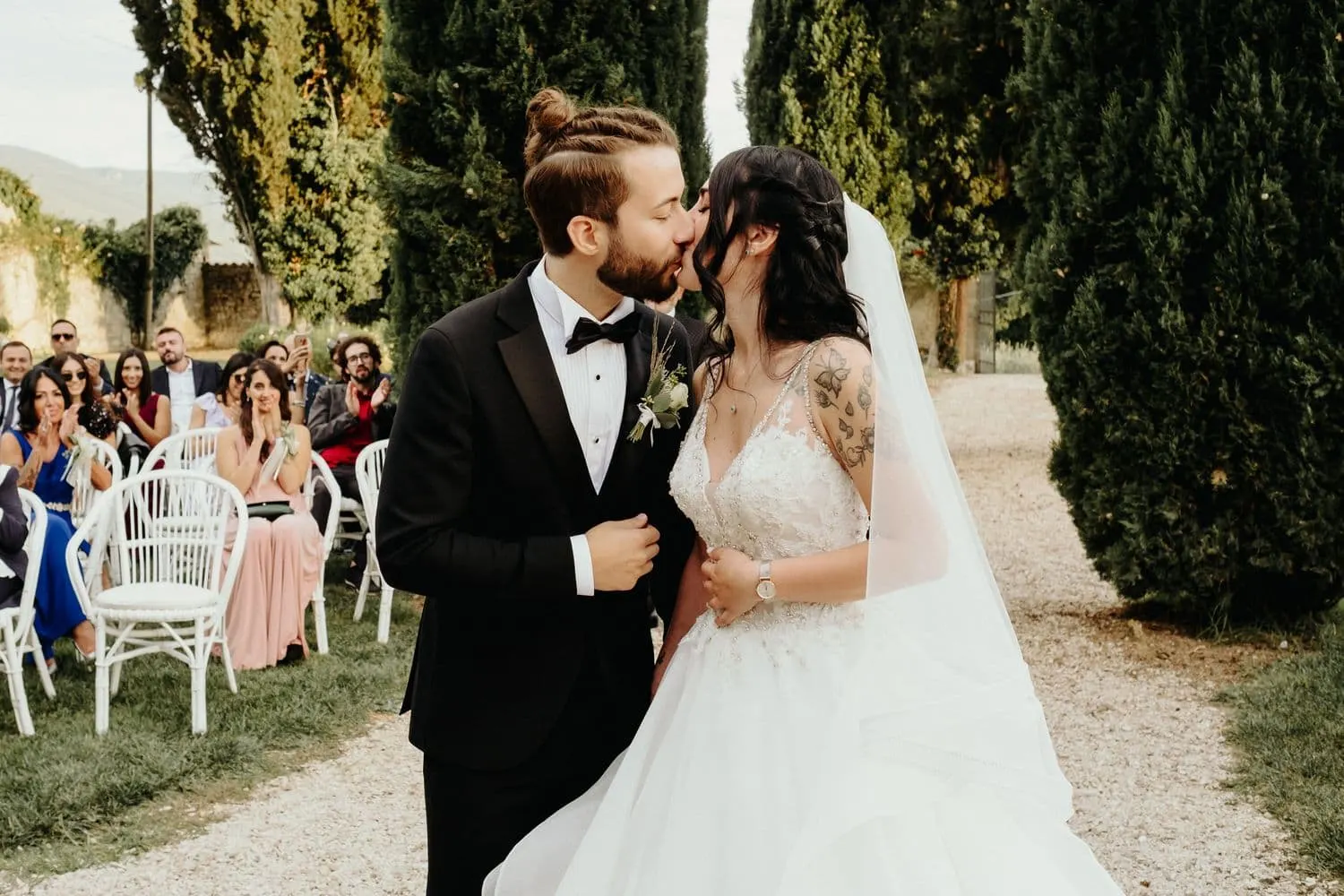 The couple's kiss at the end of the civil ceremony