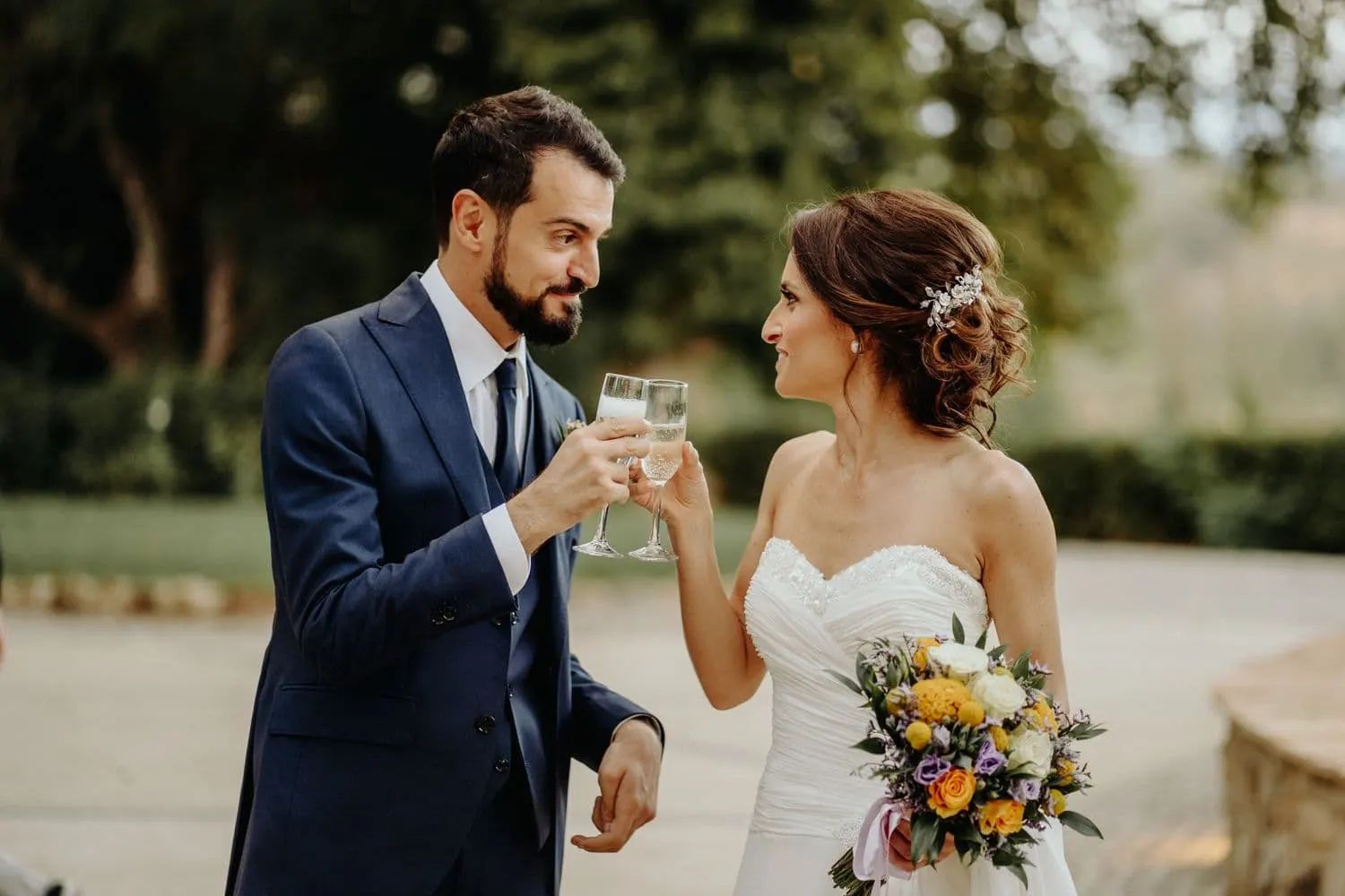 The couple's toast after the ceremony